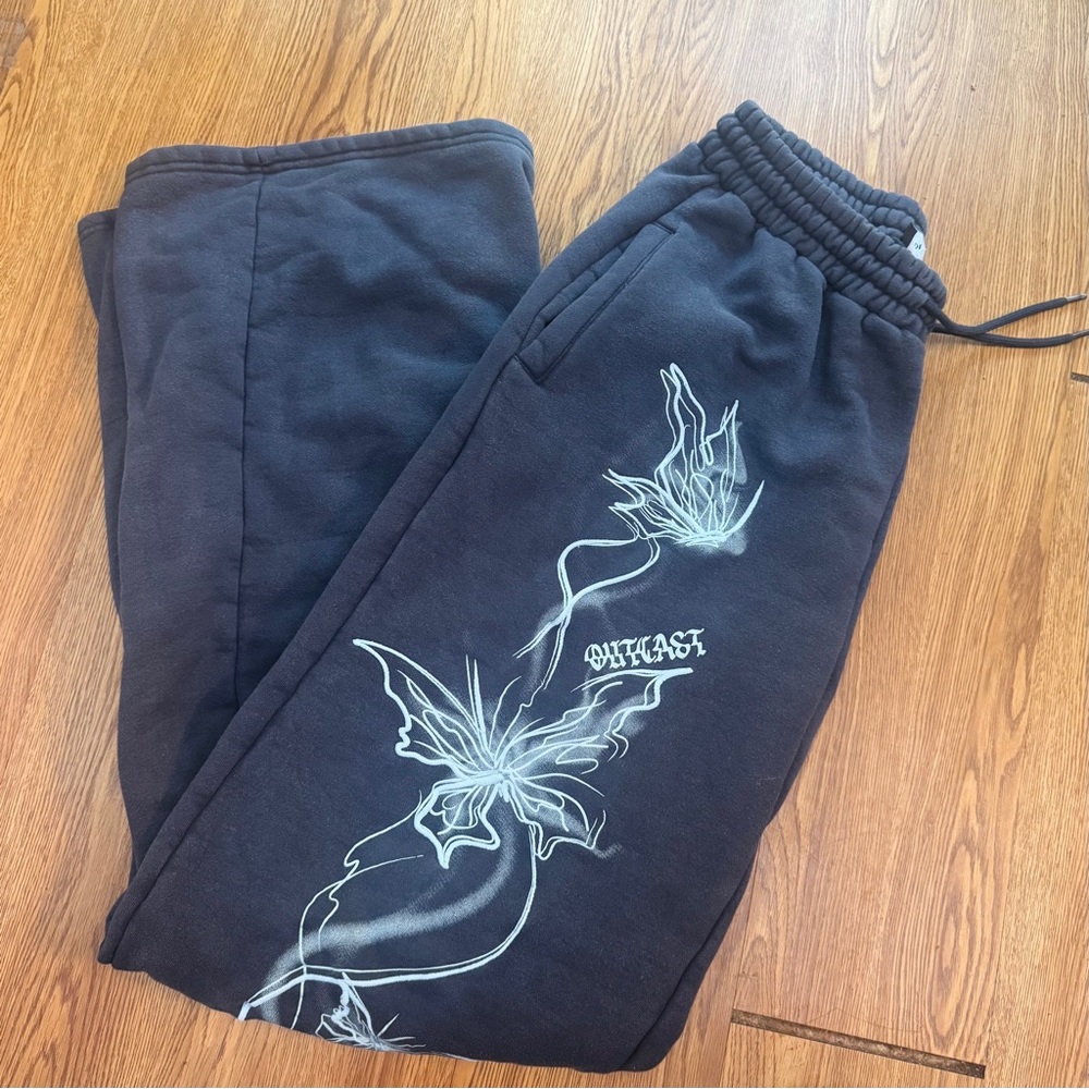 Outcast Butterfly Embroidered Sweatpants